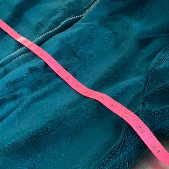 VINTAGE Susan Somers Collection zip front car coat. Teal w/ hood. - Picture 12 of 13